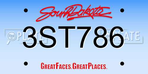 3ST786 South Dakota License Plate