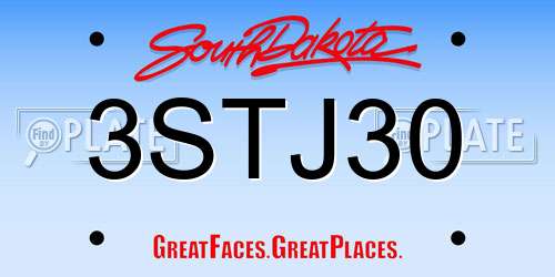3STJ30 South Dakota License Plate