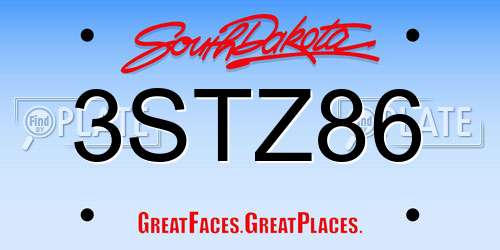 3STZ86 South Dakota License Plate