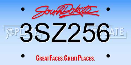 3SZ256 South Dakota License Plate