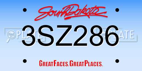 3SZ286 South Dakota License Plate