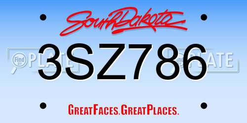 3SZ786 South Dakota License Plate