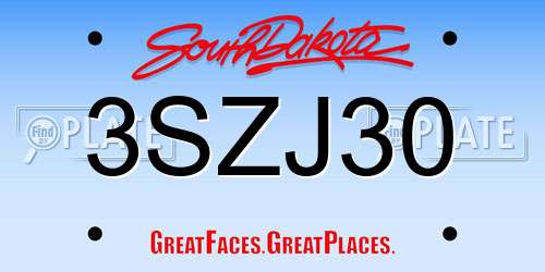 3SZJ30 South Dakota License Plate