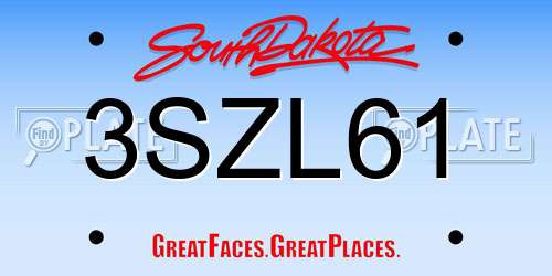 3SZL61 South Dakota License Plate