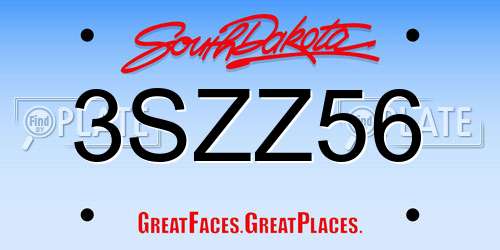 3SZZ56 South Dakota License Plate