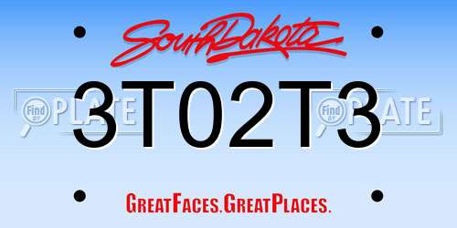 3T02T3 South Dakota License Plate