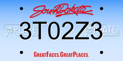 3T02Z3 South Dakota License Plate