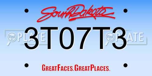 3T07T3 South Dakota License Plate