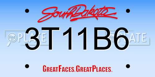 3T11B6 South Dakota License Plate