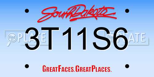 3T11S6 South Dakota License Plate