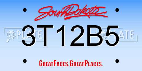 3T12B5 South Dakota License Plate