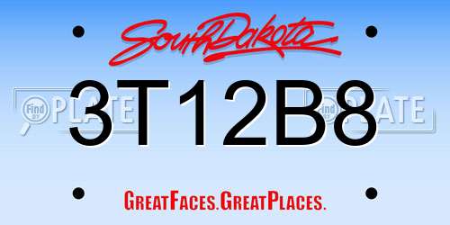 3T12B8 South Dakota License Plate