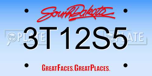 3T12S5 South Dakota License Plate