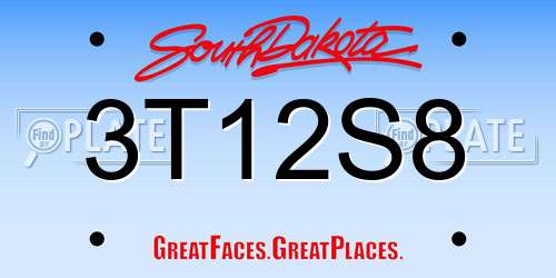 3T12S8 South Dakota License Plate
