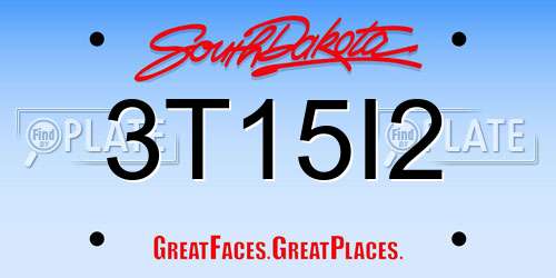 3T15I2 South Dakota License Plate