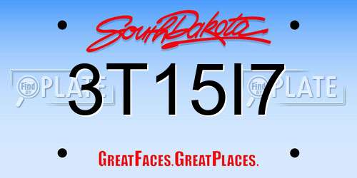 3T15I7 South Dakota License Plate