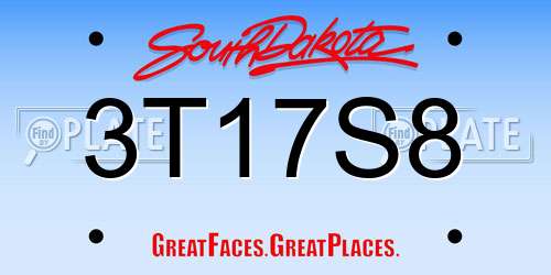 3T17S8 South Dakota License Plate