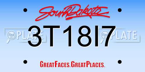 3T18I7 South Dakota License Plate