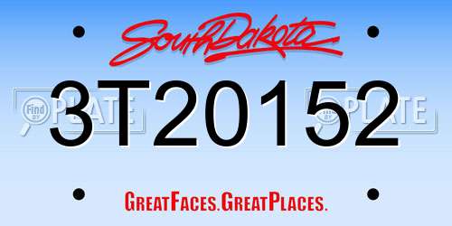 3T20152 South Dakota License Plate