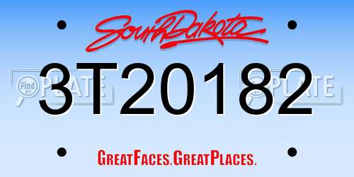 3T20182 South Dakota License Plate