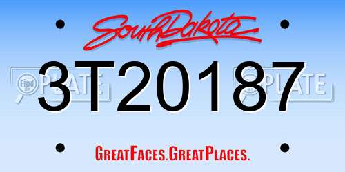 3T20187 South Dakota License Plate