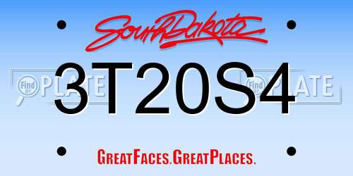 3T20S4 South Dakota License Plate