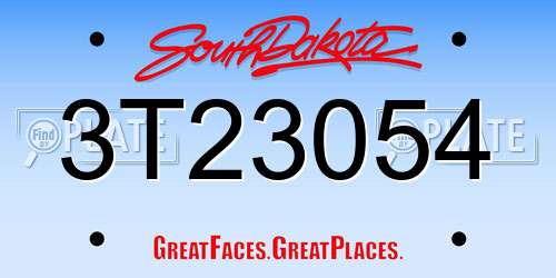 3T23054 South Dakota License Plate