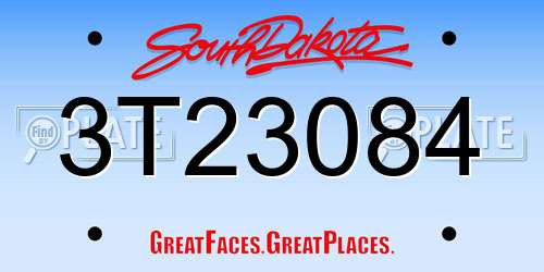 3T23084 South Dakota License Plate