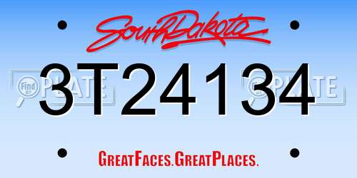 3T24134 South Dakota License Plate