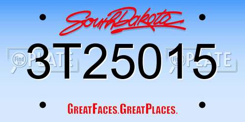 3T25015 South Dakota License Plate