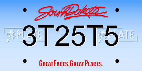 3T25T5 South Dakota License Plate