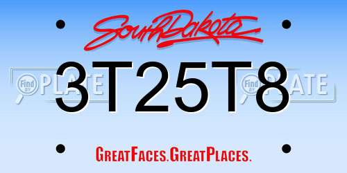 3T25T8 South Dakota License Plate