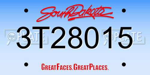 3T28015 South Dakota License Plate