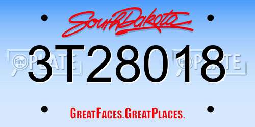 3T28018 South Dakota License Plate