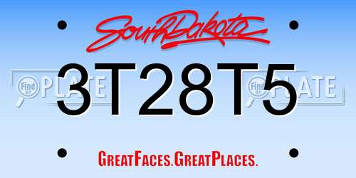 3T28T5 South Dakota License Plate