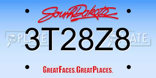 3T28Z8 South Dakota License Plate