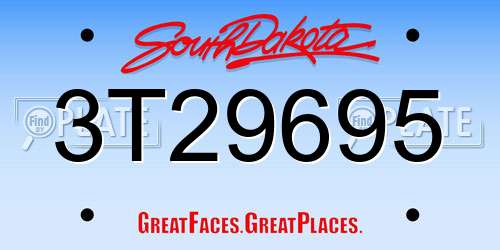 3T29695 South Dakota License Plate