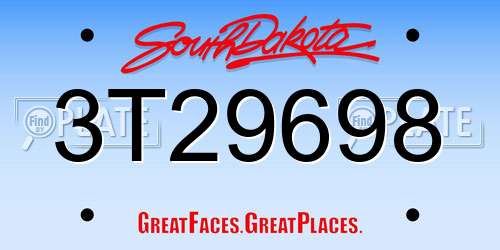3T29698 South Dakota License Plate