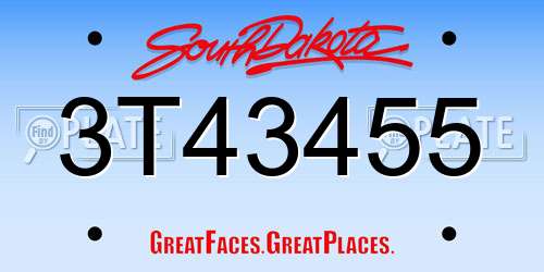 3T43455 South Dakota License Plate
