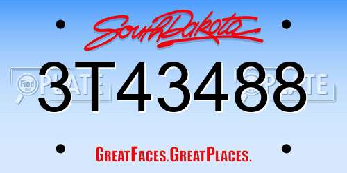 3T43488 South Dakota License Plate