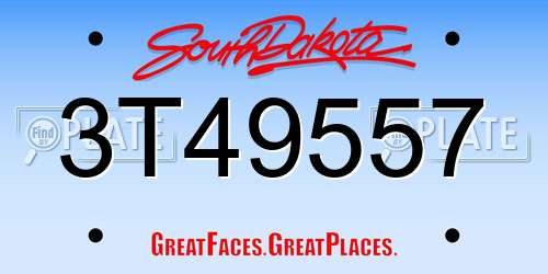 3T49557 South Dakota License Plate