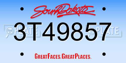 3T49857 South Dakota License Plate