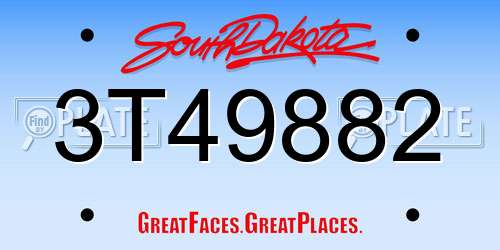 3T49882 South Dakota License Plate