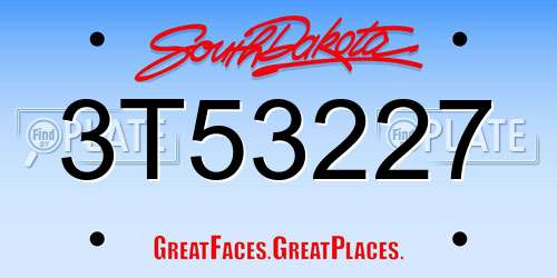 3T53227 South Dakota License Plate