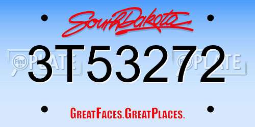 3T53272 South Dakota License Plate