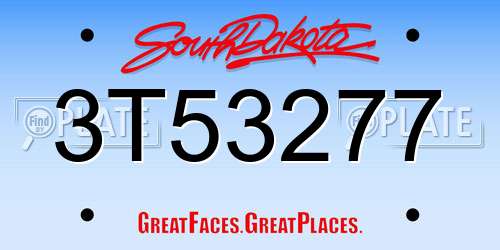 3T53277 South Dakota License Plate