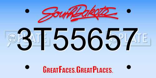 3T55657 South Dakota License Plate