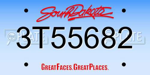 3T55682 South Dakota License Plate