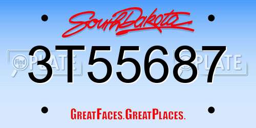3T55687 South Dakota License Plate