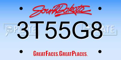 3T55G8 South Dakota License Plate